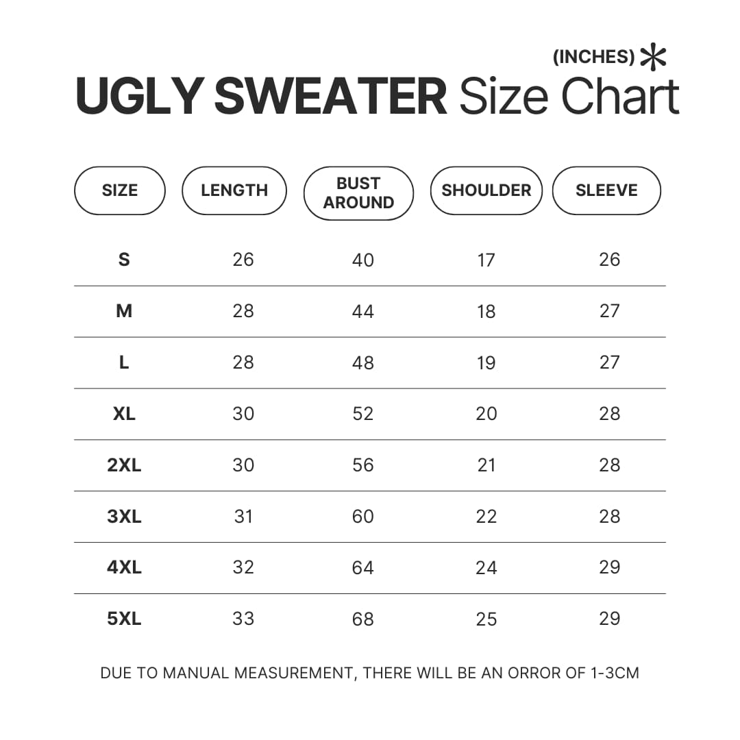 Ugly Sweater Size Chart - Hey Arnold Merch