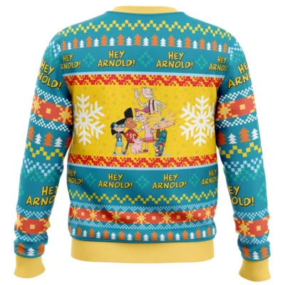 Christmas Hey Arnold Nickelodeon PC Ugly Christmas Sweater back mockup - Hey Arnold Merch