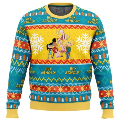 Christmas Hey Arnold Nickelodeon PC Ugly Christmas Sweater front mockup - Hey Arnold Merch